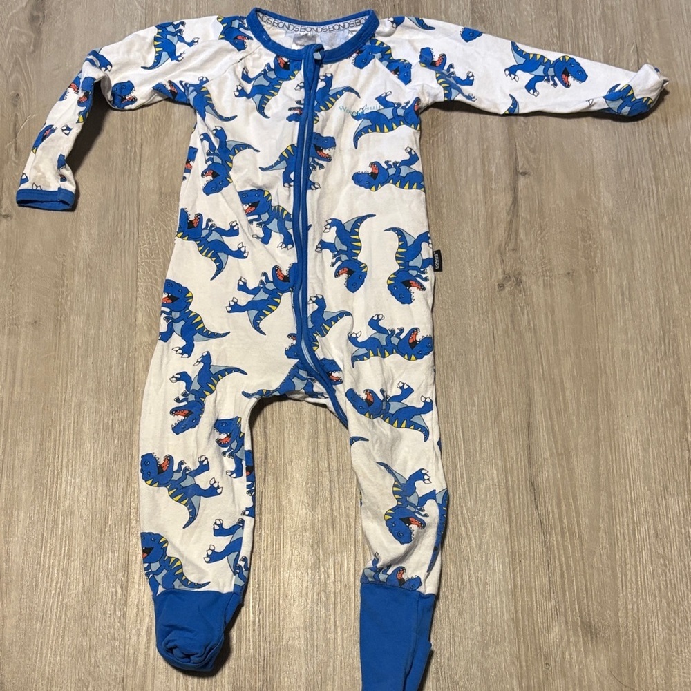 Bonds White and Blue Dinosaur Kids‎ One Piece